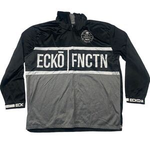 Ecko Function Black Gray Pullover Hoodie Drawstring Logo 4XL XXXXL Polyester